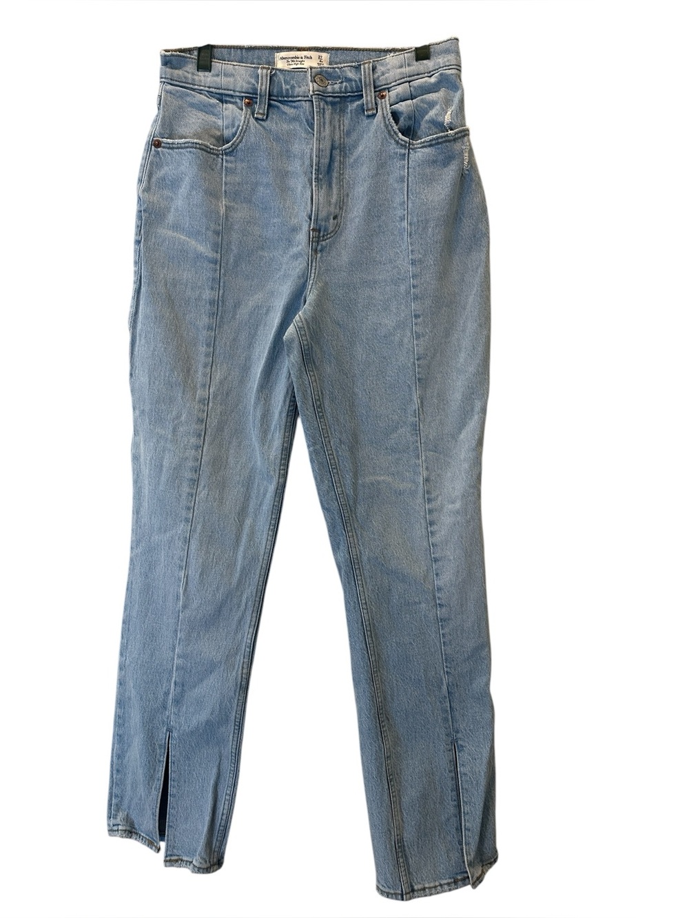 Abercrombie & Fitch 90s Women Straight High Rise Curve Love Front Slit Jeans 27S